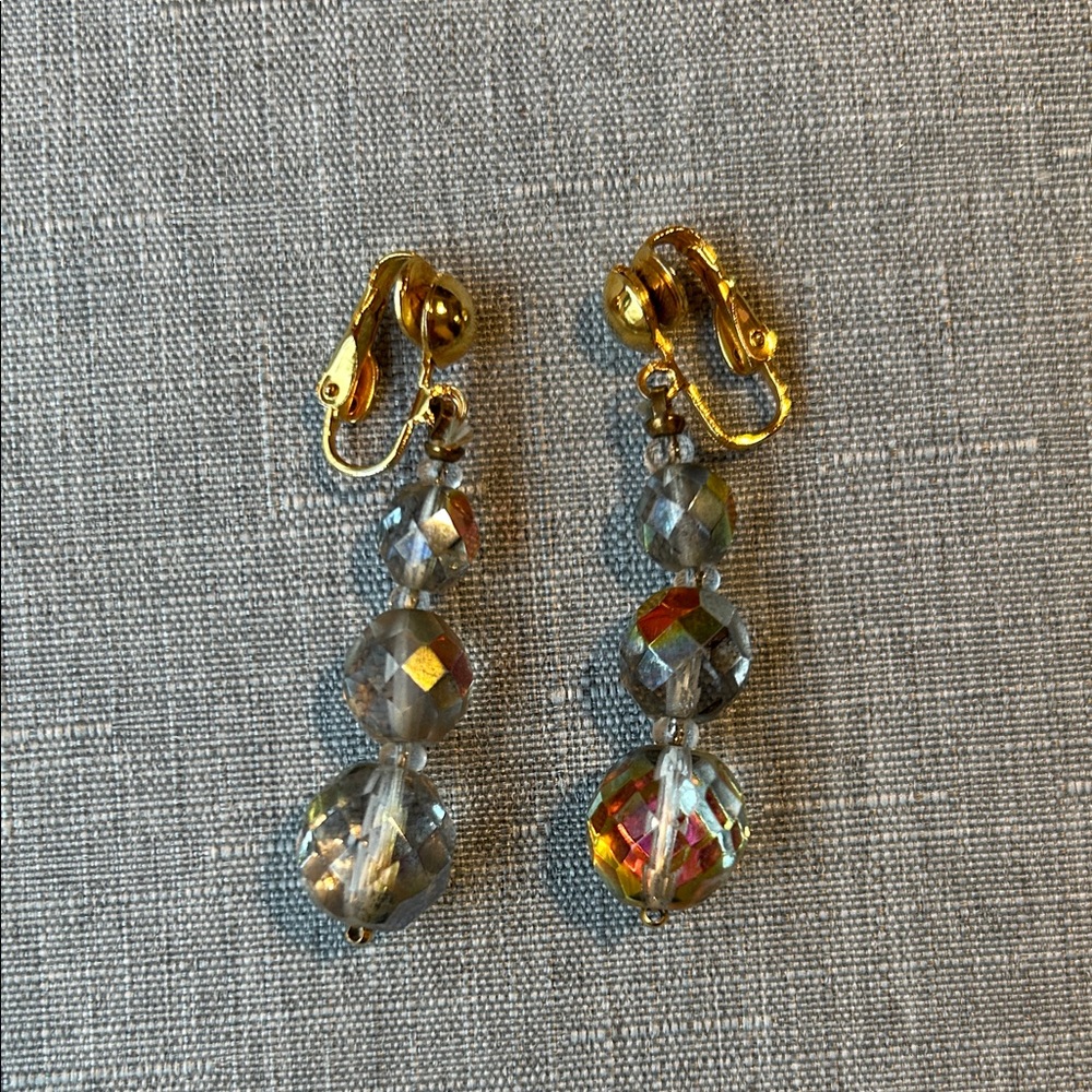 Elegant Gold and Silver Crystal Earrings
